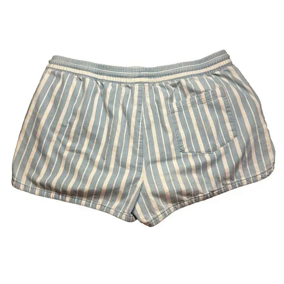 Aerie Pull-on Light Striped Denim Shorts Size Large Elastic and Drawstring - Picture 2 of 6